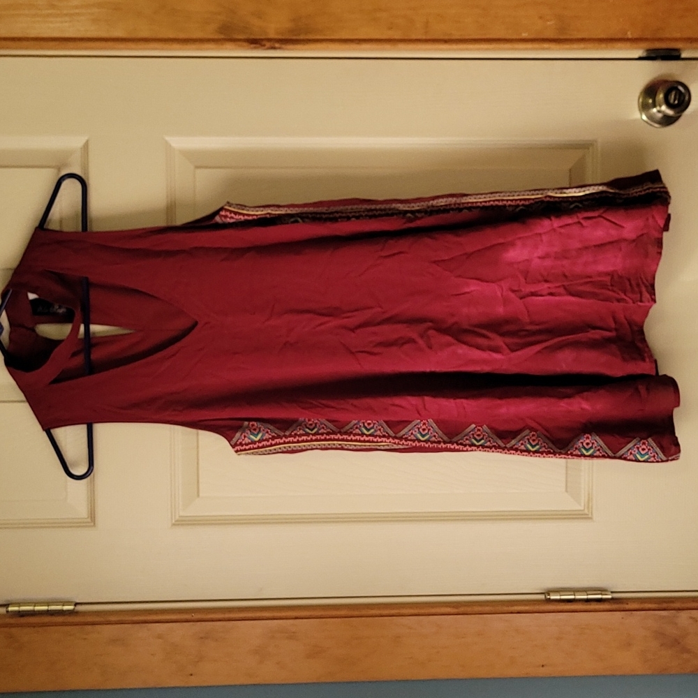 Garnet red A-line dress
